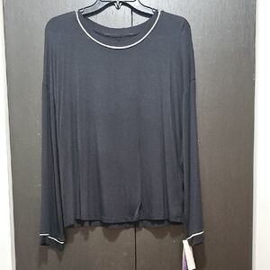 Stars Above Black Long Sleeve Tee with White Trim